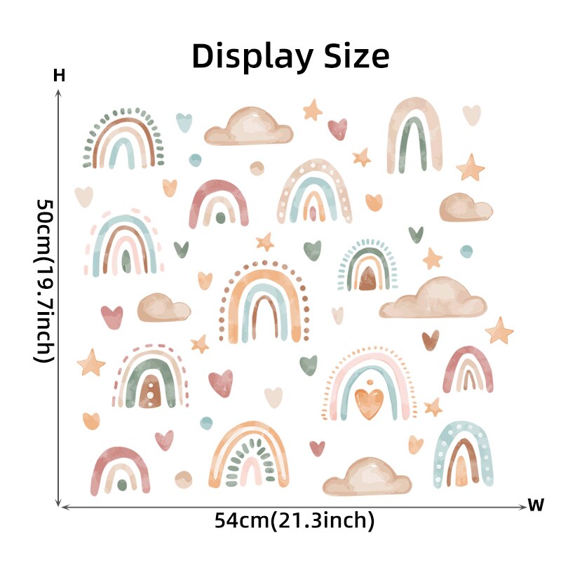 Boho Colo Rainbow Cloud Star Wall Decal for Kids Room