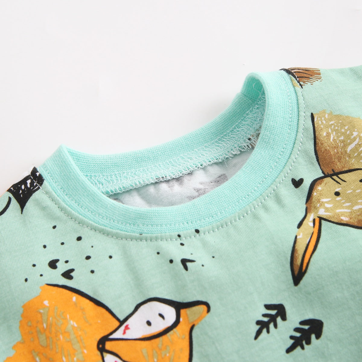 Cotton 2 pcs set Short and Top Animals series (Pastel Green)