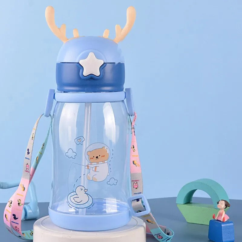 Kids Sippy Water Bottle Antler (Blue)