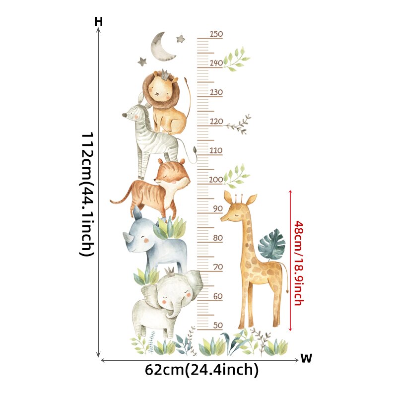 Cartoon Animal Height Ruler Decal