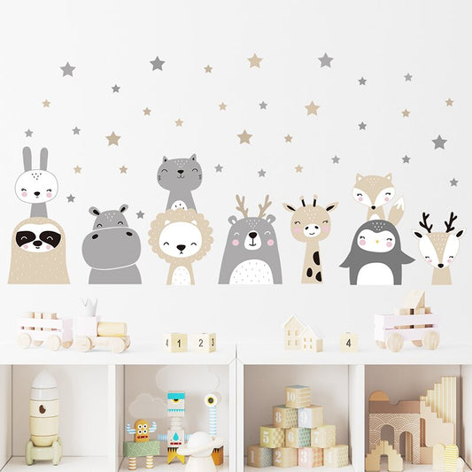 Forest Animals Stars Wall Decal for Kids Room