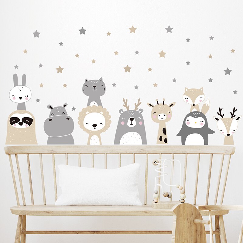 Forest Animals Stars Wall Decal for Kids Room