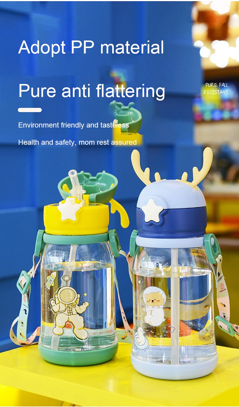 Kids Sippy Water Bottle Antler (Blue)