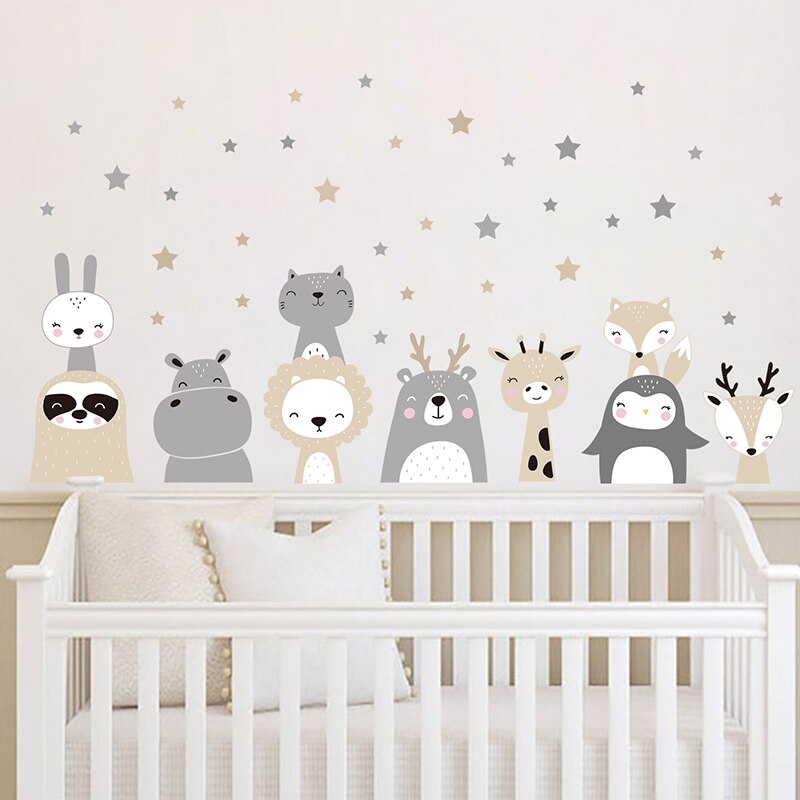 Forest Animals Stars Wall Decal for Kids Room