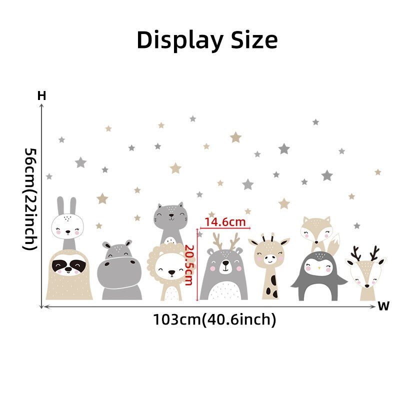 Forest Animals Stars Wall Decal for Kids Room